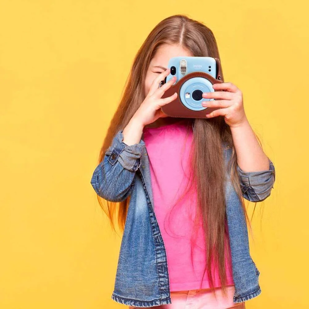 Bolsa Case de Couro Sintético para Câmera Instax Mini 12 e 11 – Estojo Proteção Elegante e Compacto, Acessório Ideal para Armazenamento Seguro
