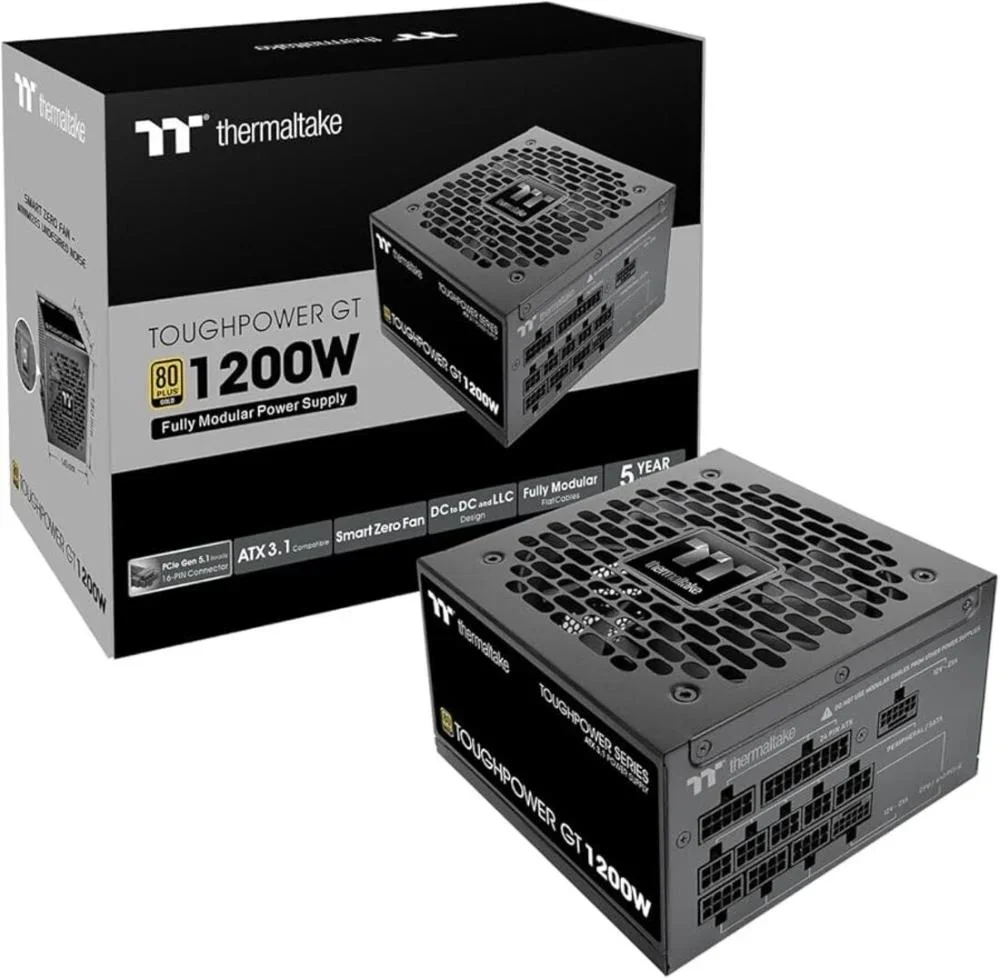 Fonte 1200w Thermaltake Toughpower Gt Atx 3.1 PCie 5.1 80 Plus Gold Full Modular Ps-tpt-1200fnfagb-3