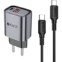 Kit Carregador Fonte Turbo 20w Neo Charge Duplo Usb C E Usb -c Modelo Hs-232c Cor Preto