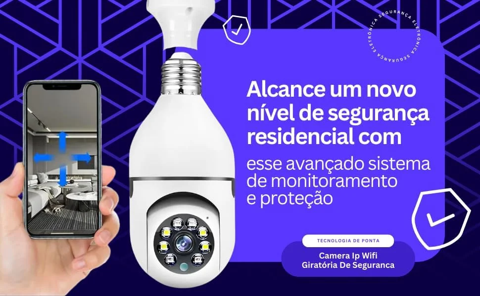 Câmera Segurança Lâmpada Ip Wifi 360° Full Hd Yoosee Inteligente Prova D'água Giratória Visão Noturna Infravermelho Detecção De Movimentos 1080p Hd Bi